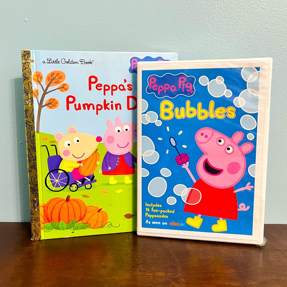 Peppa Pig Pumpkin Book and Bubbles DVD Bundle